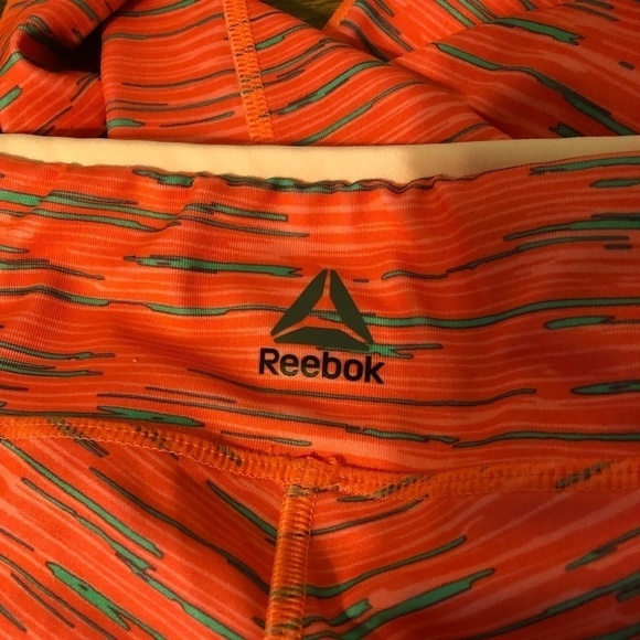 REEBOK Speedwick Leggings Women's Size Small Orange Striped Athletic - Picture 5 of 8
